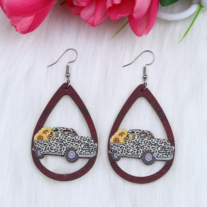 Lips al por mayor de los labios de la mariposa perezosa forma de caída de agua Pendientes de madera